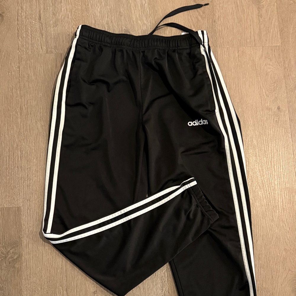 adidas Black Joggers with White Three-Stripes